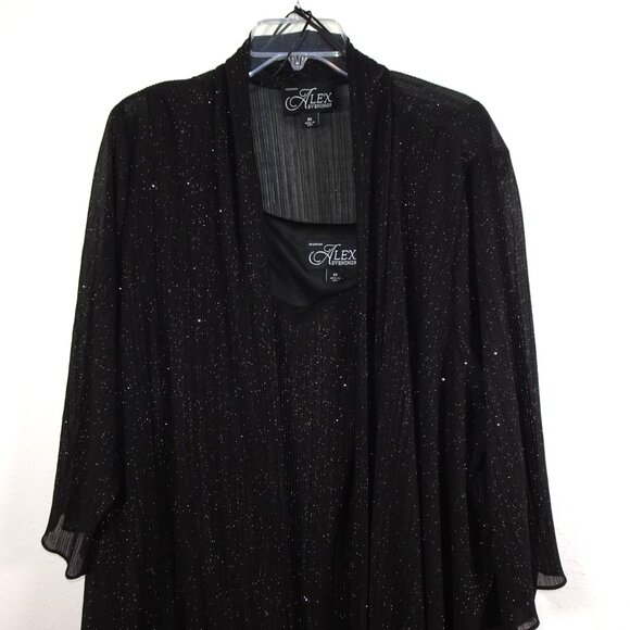 Alex Evenings Twinset Women’s Plus Size 3X Black Sparkle Cocktail Evening Flowy - Picture 3 of 14
